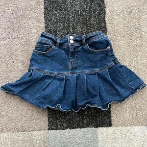 wild fable Dark Blue Denim Ruffle Mini Skirt